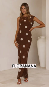 Beverly Maxi Dress - Chocolate/Cream Polka Dot