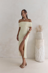 Santorini Strolls Off Shoulder Midi Dress Yellow