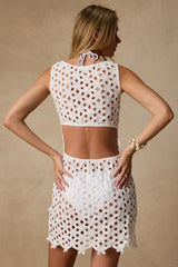 Calypso Ivory Floral Crochet Mini Swim Cover-Up