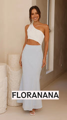 Abia Maxi Dress - White/Blue