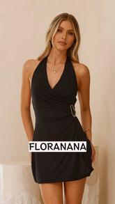 Brigitte Halter Mini Dress - Black