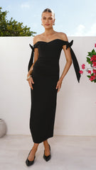 Zylah Off Shoulder Midi Dress - Black