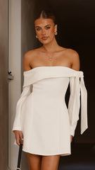 Halen Long Sleeve Mini Dress - White