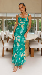 Margo Midi Dress - Green Print