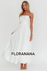 Anushka Strapless Empire Maxi Dress Jacquard White