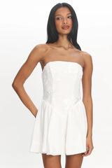 Fiora Basque Waist Strapless Mini Dress White