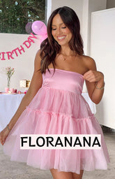 Abigail Pink Strapless Mini Dress