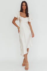 Grayson Tied Back Asymmetrical Midi Dress Champagne