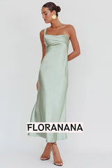 Carmel One-Shoulder Sash Maxi Dress Sage