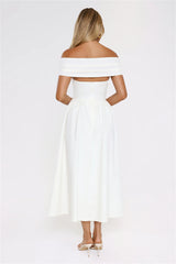 Worth It Always Off Shoulder Midi Dress White