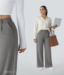 DayStretch High Waisted Pocket Straight Leg Work Pants