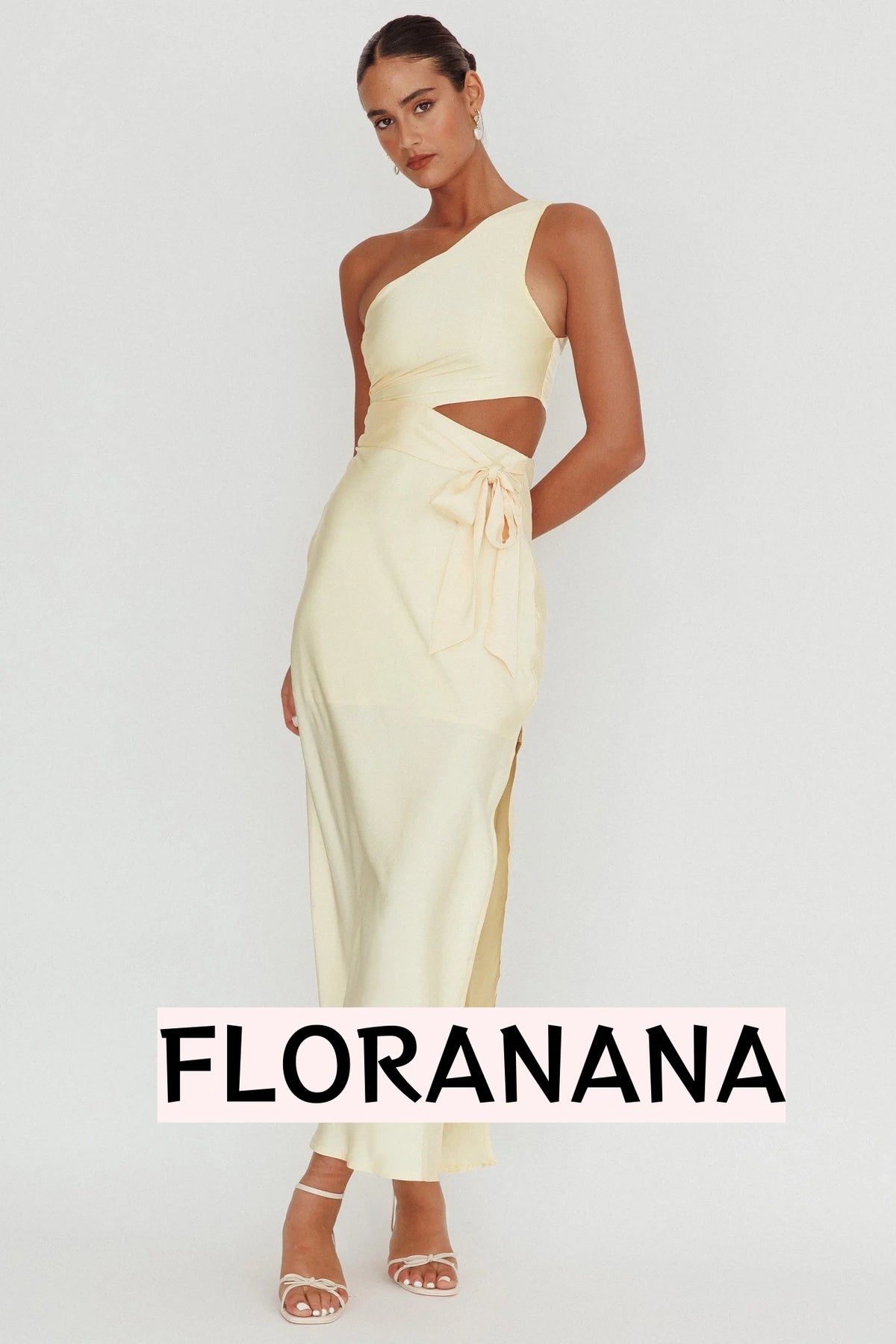 Abloom One Shoulder Satin Maxi Dress Butter