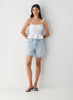 Striped linen slim-fit camisole with peplum hem