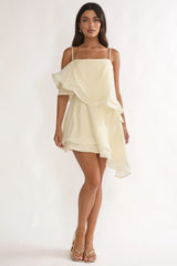 Como Asymmetric Layered Mini Dress Cream