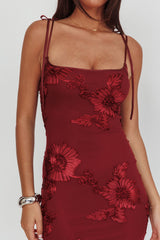 Kaela Tied Shoulder Maxi Dress Embellished Wine