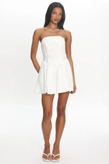 Fiora Basque Waist Strapless Mini Dress White