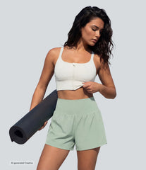 Airy Super High Waisted 2-in-1 InstantCool Yoga Shorts 5'' with Pockets-Longer Length