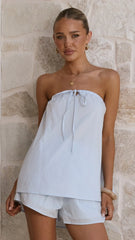 Mallie Strapless Top and Shorts Set - Blue