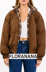 All I Wanted Brown Plaid Puffer Jacket
