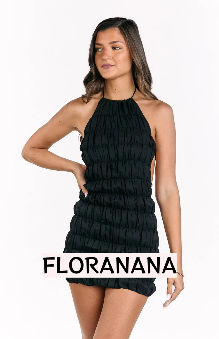 Amory Black Halter Party Mini Dress