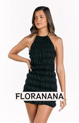 Amory Black Halter Party Mini Dress