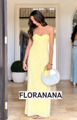 Ashley Yellow Sequin Strapless Maxi Dress