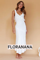 Alba Frill Trim Midi Dress White