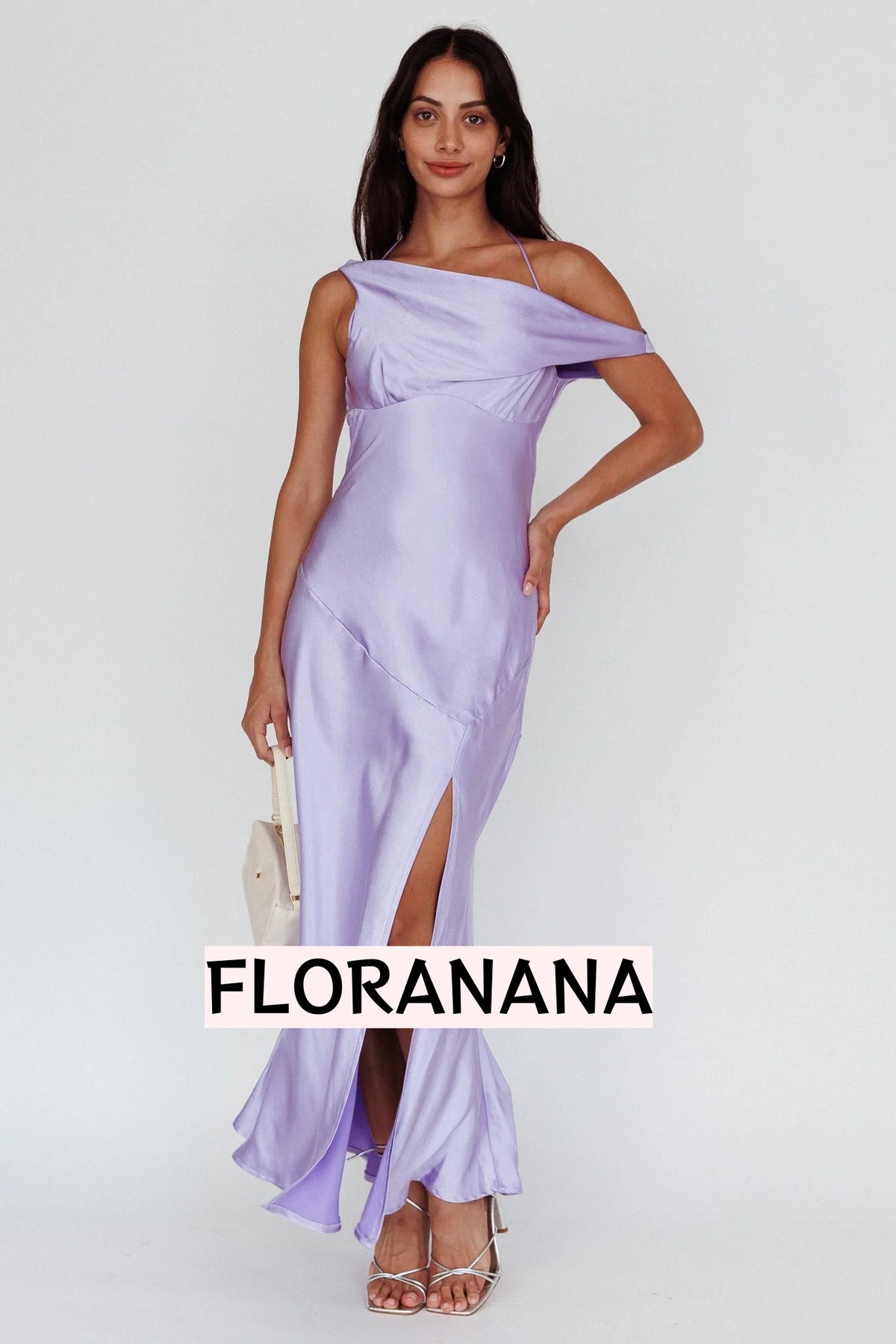 Etienne Off-Shoulder Halter Midi Dress Lilac