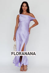 Etienne Off-Shoulder Halter Midi Dress Lilac