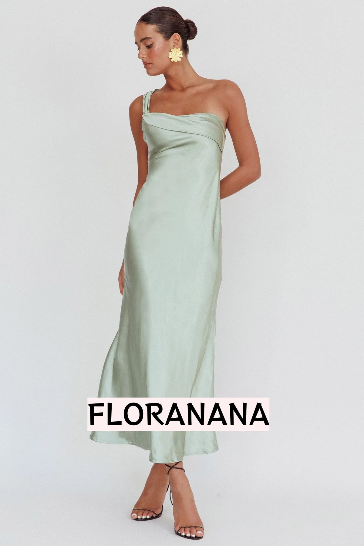 Carmel One-Shoulder Sash Maxi Dress Sage