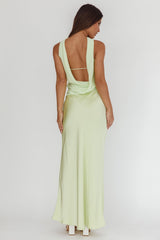 Damsel Reverse Halter Frill Trim Maxi Dress Sage