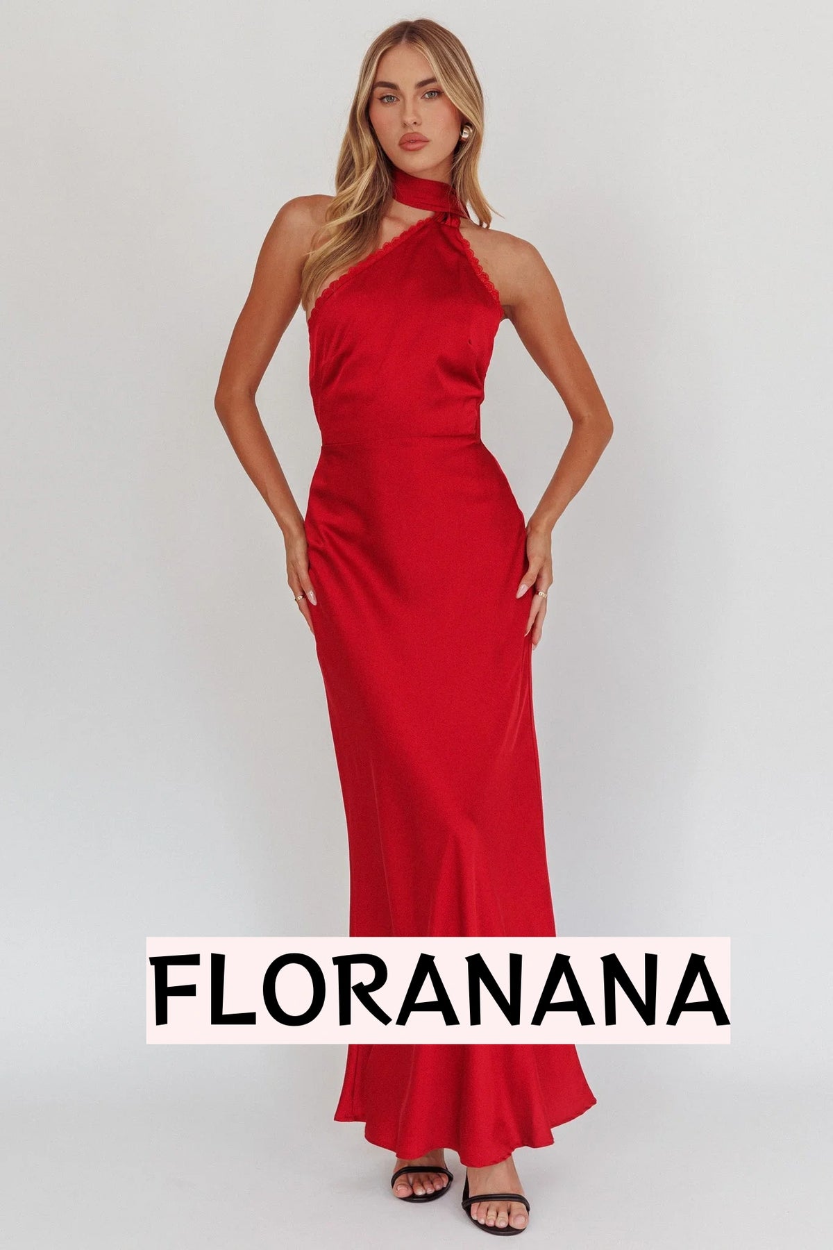 Adora One-Shoulder Maxi Dress Red