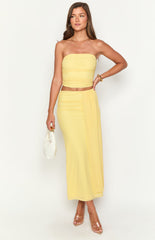 Silvie Yellow Strapless Crop Top
