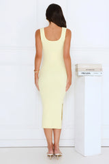 Easy Does It Knit Midi Dress Yellow
