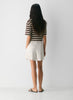High-rise, mid-thigh Japanese crepe shorts