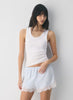 Double satin shorts with lace trim
