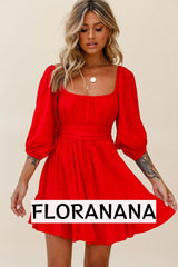Abby Off-Shoulder Tie-Up Back Dress Red
